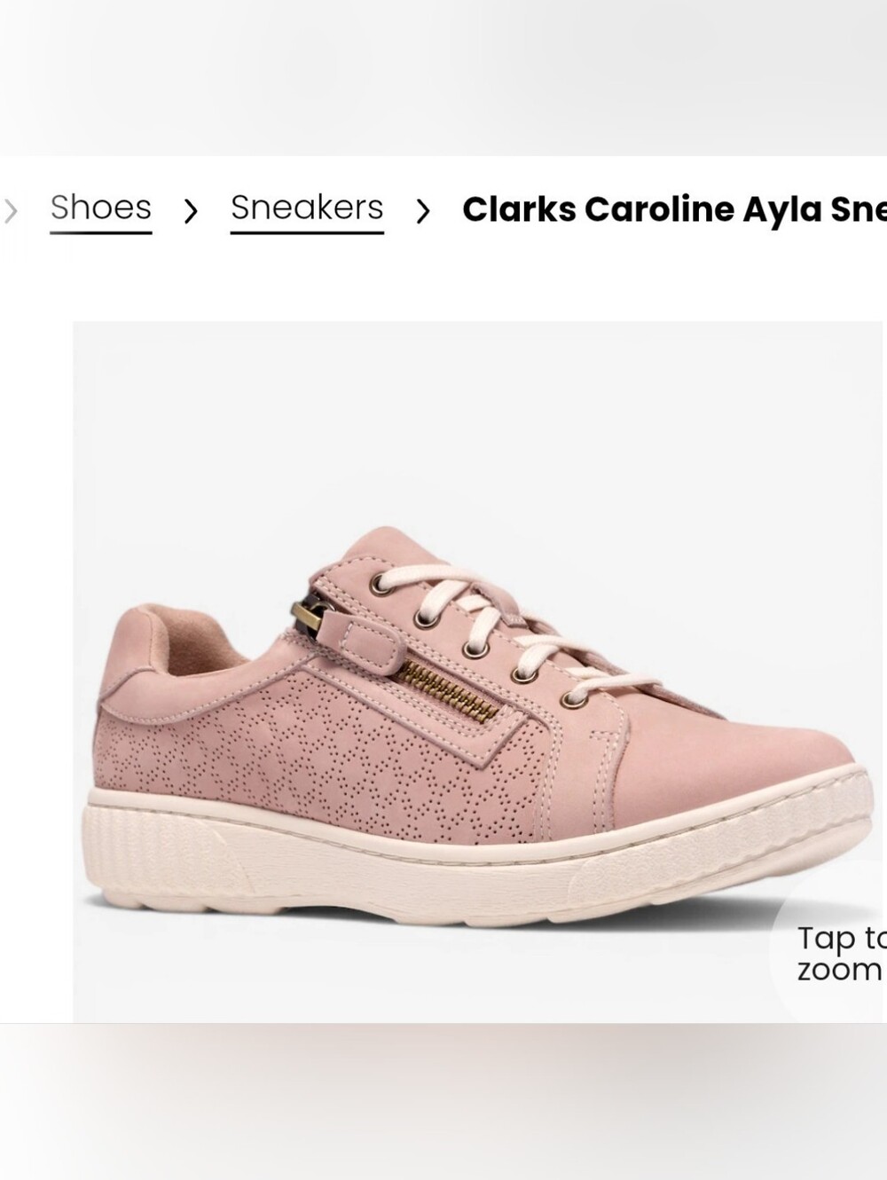 Clarks Pink Leather Women's Casual Lace-Up Sneaker with Side Zip